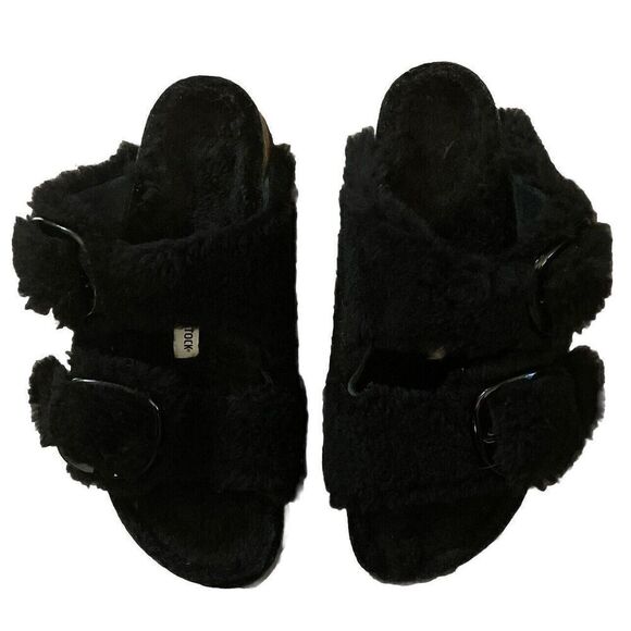 Birkenstock Arizona Big Buckle Narrow Shearling Sandal Women's size 41/10 Black - Picture 5 of 7
